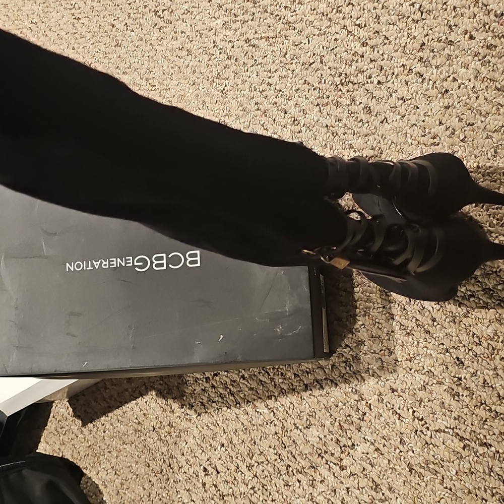 BCBGeneration Black Suede Corseted BC-EVA stretch Boots,  Size 7..excellent cond - Picture 2 of 10